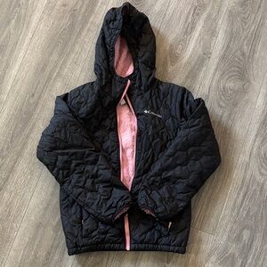 Columbia Black Quilted Jacket with Pink plush Interior